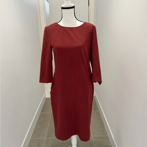 MM Lafleur Classic Red 3/4 length Sleeve Dress Brick Red